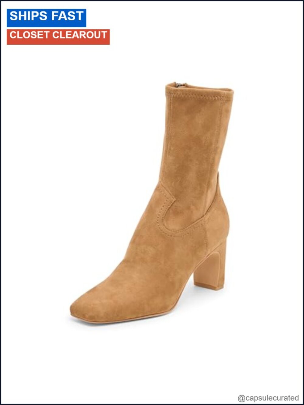 Dolce Vita Roan Mid Calf Boots STELLA SUEDE Block Heel Zip
